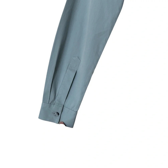 Piazza Sempione Light Blue Ruffle Button Down Shirt Blouse Made in Italy Sz M/8 - Picture 9 of 16